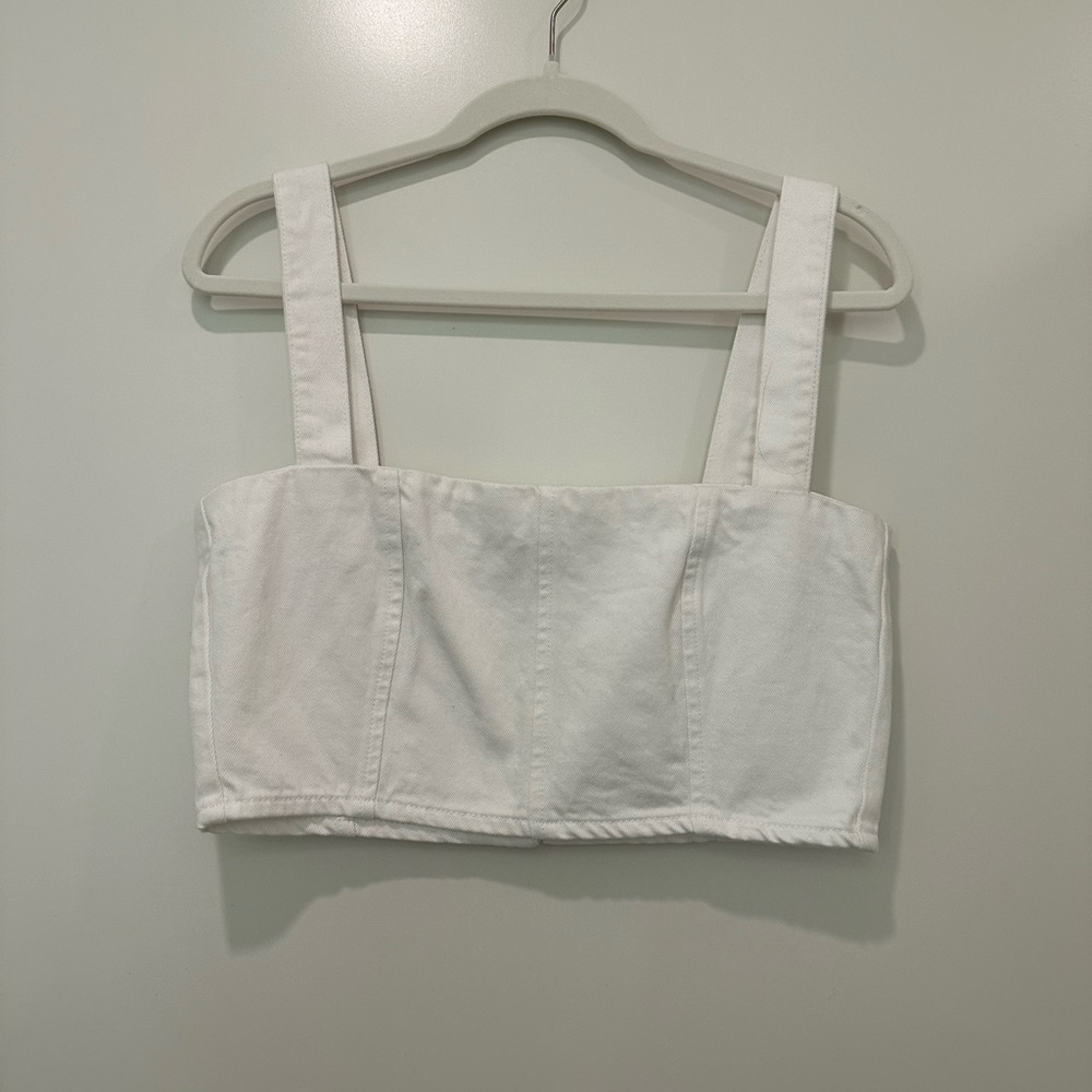 We Wore What Denim Crop Tank